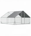 Walk In Chicken Run Large Galvanized Chicken Coop w/ Cover 3 x 4 x 2m Pawhut
