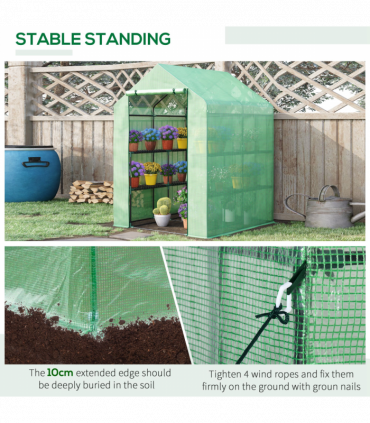 Walk in Garden Greenhouse Outdoor Grow House Shelves, 143x138x190cm Outsunny