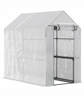 Walk in Garden Greenhouse with Shelves Steeple 186Lx120Wx190Hcm White