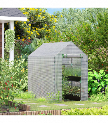 Walk in Garden Greenhouse with Shelves Steeple 186Lx120Wx190Hcm White