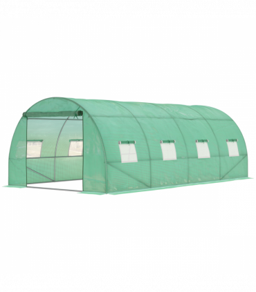 Walk in Polytunnel Outdoor Garden Greenhouse Windows and Doors (6 x 3M) Outsunny