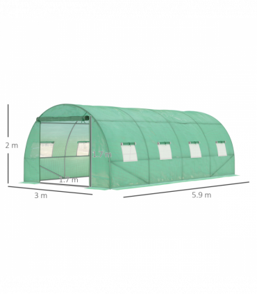 Walk in Polytunnel Outdoor Garden Greenhouse Windows and Doors (6 x 3M) Outsunny