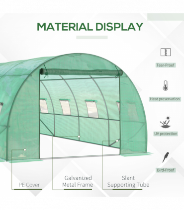 Walk in Polytunnel Outdoor Garden Greenhouse Windows and Doors (6 x 3M) Outsunny