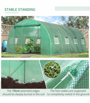 Walk in Polytunnel Outdoor Garden Greenhouse Windows and Doors (6 x 3M) Outsunny