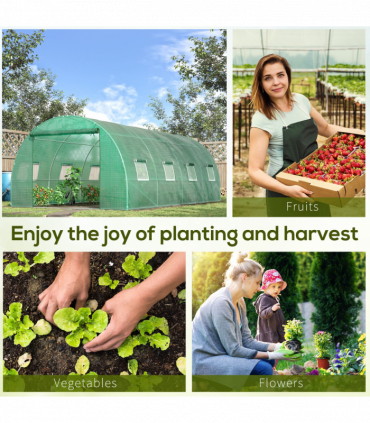 Walk in Polytunnel Outdoor Garden Greenhouse Windows and Doors (6 x 3M) Outsunny