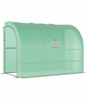 Walk-In Greenhouse PE Cover and 3-Tier Shelves, Green, 300x150x213 cm