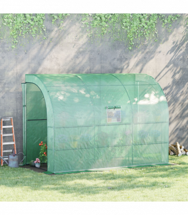 Walk-In Greenhouse PE Cover and 3-Tier Shelves, Green, 300x150x213 cm