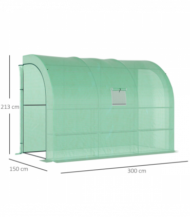 Walk-In Greenhouse PE Cover and 3-Tier Shelves, Green, 300x150x213 cm