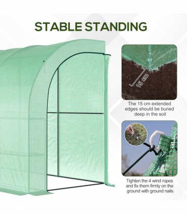 Walk-In Greenhouse PE Cover and 3-Tier Shelves, Green, 300x150x213 cm