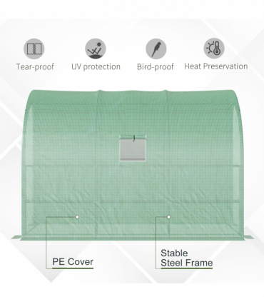 Walk-In Greenhouse PE Cover and 3-Tier Shelves, Green, 300x150x213 cm