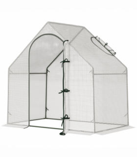 Walk-In Greenhouse Vegetable Plant Window Roll-Up 180 x 100 x 165cm, White