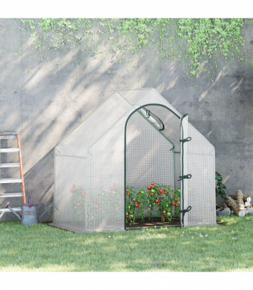 Walk-In Greenhouse Vegetable Plant Window Roll-Up 180 x 100 x 165cm, White