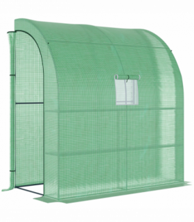 Walk-In Lean to Wall Greenhouse Window&Door 200Lx 100W x 215Hcm Green Outsunny