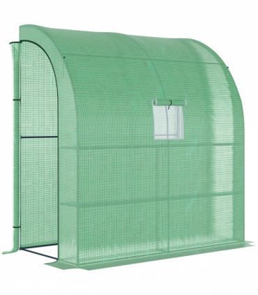 Walk-In Lean to Wall Greenhouse Window&Door 200Lx 100W x 215Hcm Green Outsunny