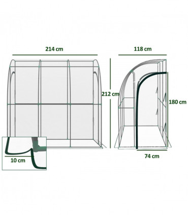 Walk-In Lean to Wall Tunnel Greenhouse