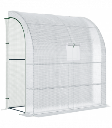 Walk-In Leanto Greenhouse Windows Doors 2 Tiers 4 Shelves 200x100x213cm White