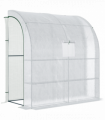 Walk-In Leanto Greenhouse Windows Doors 2 Tiers 4 Shelves 200x100x213cm White