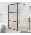 Walk-in Shower Wall 115x195 cm Frosted ESG Glass Black