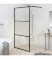 vidaXL Walk-in Shower Wall 115x195 cm Half Frosted ESG Glass Black