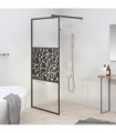vidaXL Walk-in Shower Wall 90x195cm ESG Glass with Stone Design Black