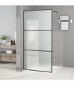 Walk-in Shower Wall Black 100x195 cm Frosted ESG Glass