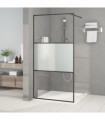 Walk-in Shower Wall Black 100x195 cm Half Frosted ESG Glass