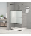 Walk-in Shower Wall Black 100x195 cm Half Frosted ESG Glass