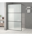 Walk-in Shower Wall Black 115x195 cm Frosted ESG Glass