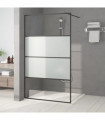 Walk-in Shower Wall Black 115x195 cm Half Frosted ESG Glass