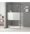 Walk-in Shower Wall Black 115x195 cm Half Frosted ESG Glass
