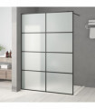 Walk-in Shower Wall Black 140x195 cm Frosted ESG Glass
