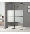 vidaXL Walk-in Shower Wall Black 140x195 cm Half Frosted ESG Glass