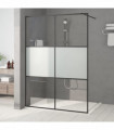Walk-in Shower Wall Black 140x195 cm Half Frosted ESG Glass