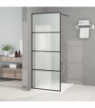 vidaXL Walk-in Shower Wall Black 80x195 cm Frosted ESG Glass