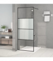 Walk-in Shower Wall Black 80x195 cm Half Frosted ESG Glass