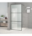 Walk-in Shower Wall Black 90x195 cm Frosted ESG Glass