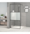 Walk-in Shower Wall Black 90x195 cm Half Frosted ESG Glass