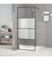 Walk-in Shower Wall Black 90x195 cm Half Frosted ESG Glass
