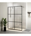 vidaXL Walk-in Shower Wall with Clear ESG Glass 140x195 cm Black