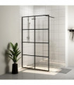 vidaXL Walk-in Shower Wall with Clear ESG Glass 140x195 cm Black