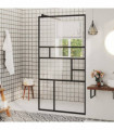 vidaXL Walk-in Shower Wall with Clear ESG Glass 80x195 cm Black