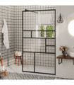 vidaXL Walk-in Shower Wall with Clear ESG Glass 90x195 cm Black