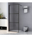 vidaXL Walk-in Shower Wall with Clear ESG Glass Black 115x195 cm
