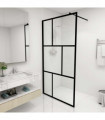vidaXL Walk-in Shower Wall with Tempered Glass Black 100x195 cm
