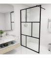 vidaXL Walk-in Shower Wall with Tempered Glass Black 115x195 cm