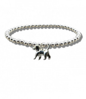 Walking Dog Silver Beaded Bracelet