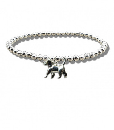 Walking Dog Silver Beaded Bracelet