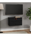Wall Cabinet Black 60x30x35 cm Solid Wood Pine