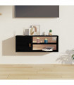 Wall Cabinet Black 80x30x30 cm Solid Wood Pine