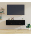 Wall Cabinets 2 pcs Black 60x30x30 cm Solid Wood Pine